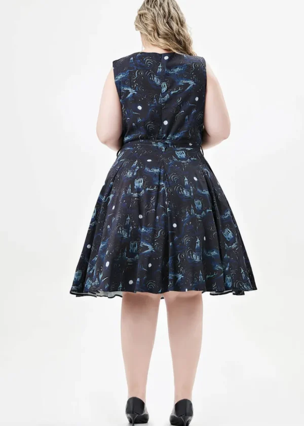 Miss Lulo Ruby Dark Towers 50's Swing Dress Black