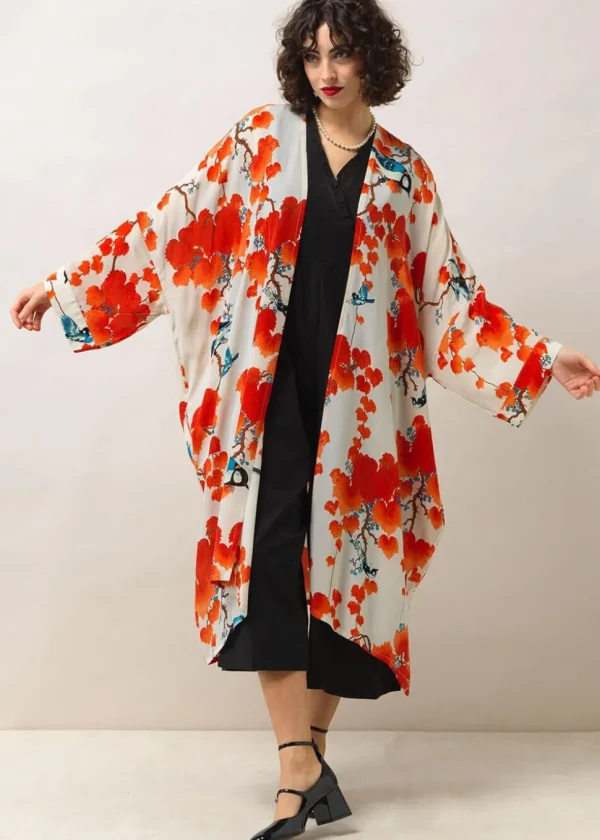 One Hundred Stars Acer Long Kimono Red