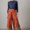 One Hundred Stars Dragon Crepe Palazzo Trousers Rust