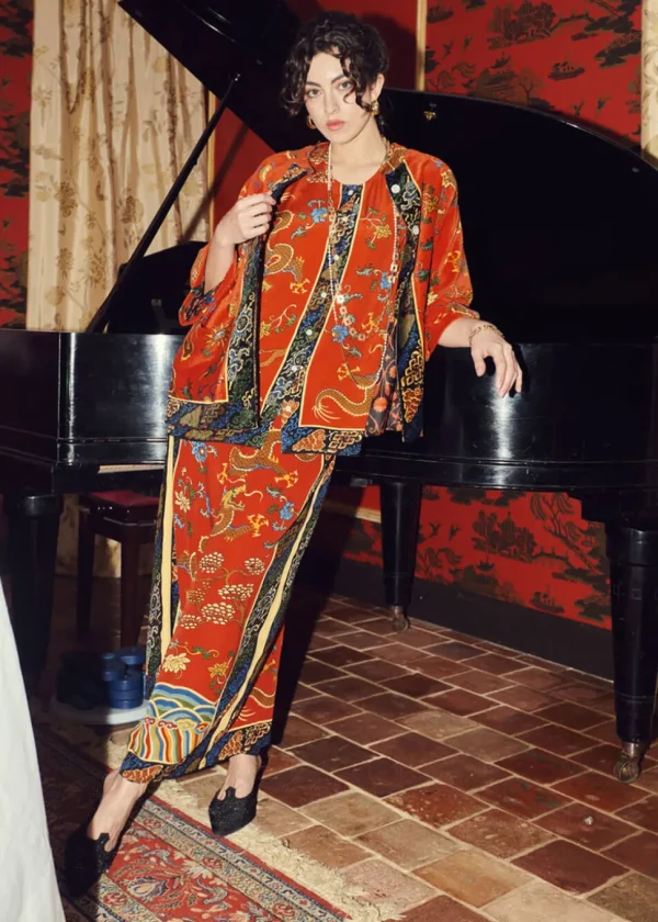 One Hundred Stars Dragon Velvet Jacket Rust