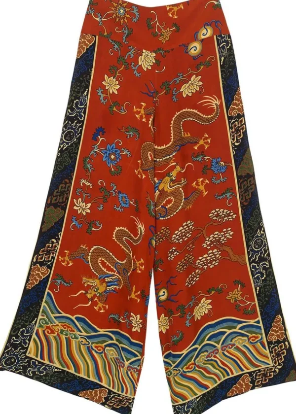 One Hundred Stars Dragon Crepe Palazzo Trousers Rust