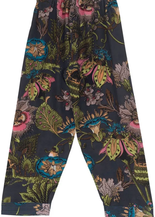 One Hundred Stars Eccentric Blooms Crepe Pants Gray