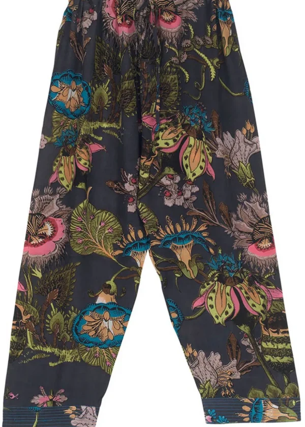 One Hundred Stars Eccentric Blooms Crepe Pants Gray