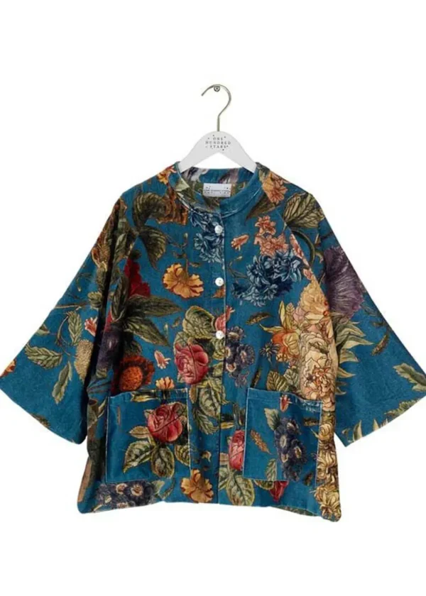 One Hundred Stars Primula Velvet Jacket in Teal