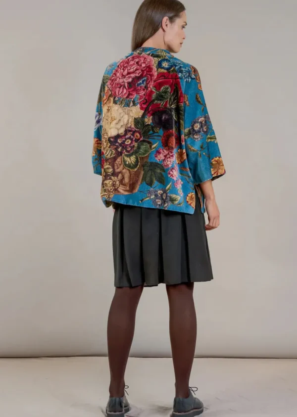 One Hundred Stars Primula Velvet Jacket in Teal