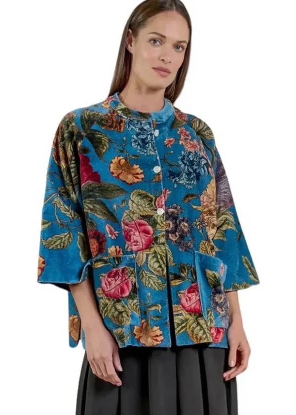 One Hundred Stars Primula Velvet Jacket in Teal