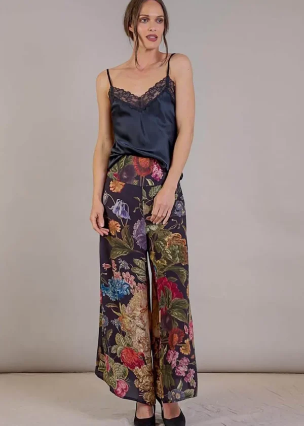 One Hundred Stars Primula Crepe Palazzo Trousers Black