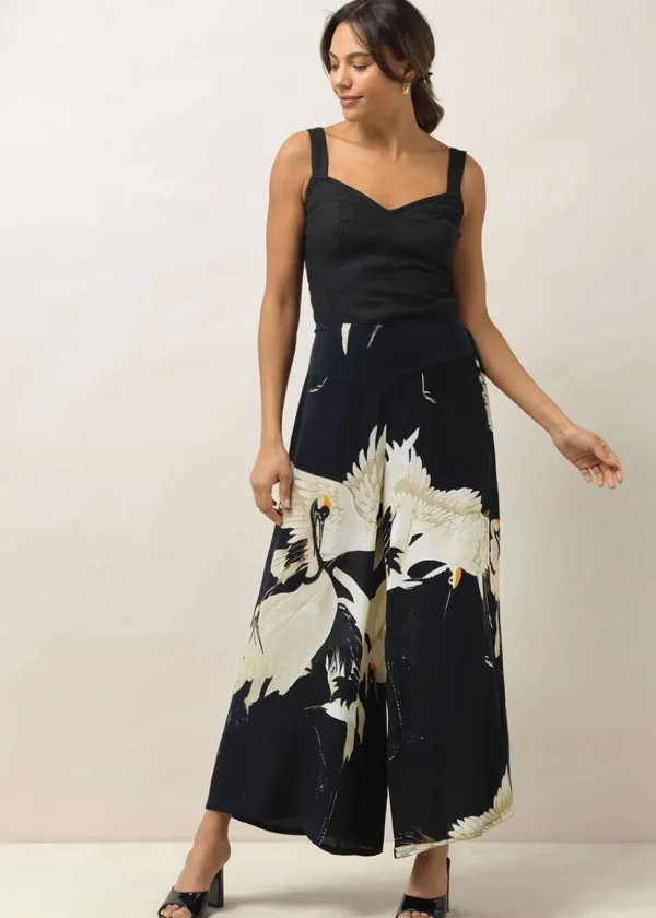 One Hundred Stars Stork Crepe Palazzo Trousers Black