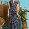 Onjenu Pitot Polkadot 70's Maxi Dress Navy
