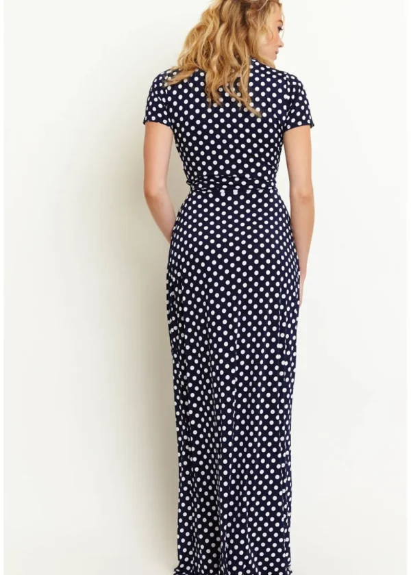 Onjenu Pitot Polkadot 70's Maxi Dress Navy