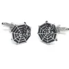 Onyx Art Men Cufflinks Spider On Web Silver