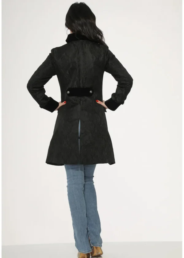 Orchid Bloom Artemis Jacquard Coat Black