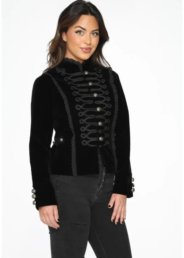 Orchid Bloom Kahina Velvet Jacket Black