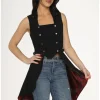 Orchid Bloom Queen Jacquard Waistcoat Black Red