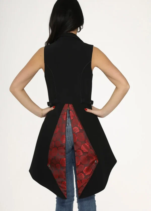 Orchid Bloom Queen Jacquard Waistcoat Black Red