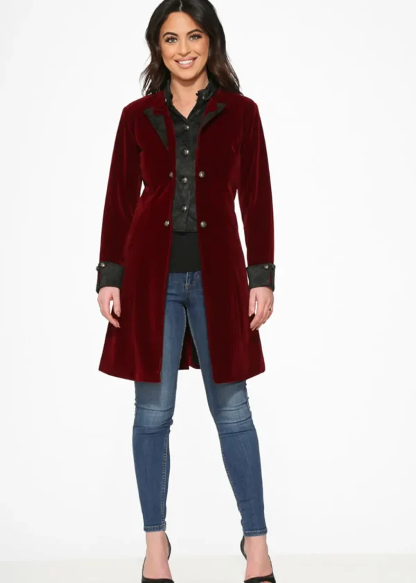 Orchid Bloom Regent Velvet Coat Burgundy