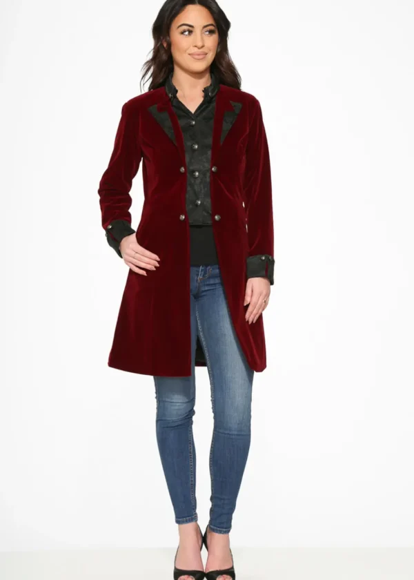 Orchid Bloom Regent Velvet Coat Burgundy