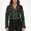 Orchid Bloom Spike PU Jacket Black