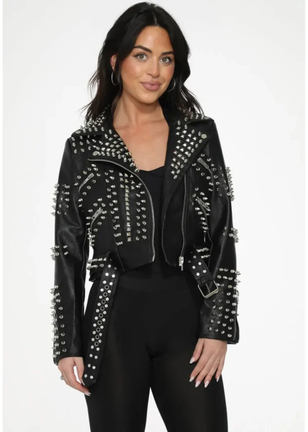 Orchid Bloom Spike PU Jacket Black