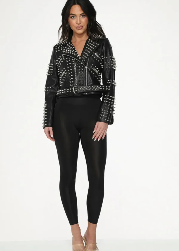 Orchid Bloom Spike PU Jacket Black