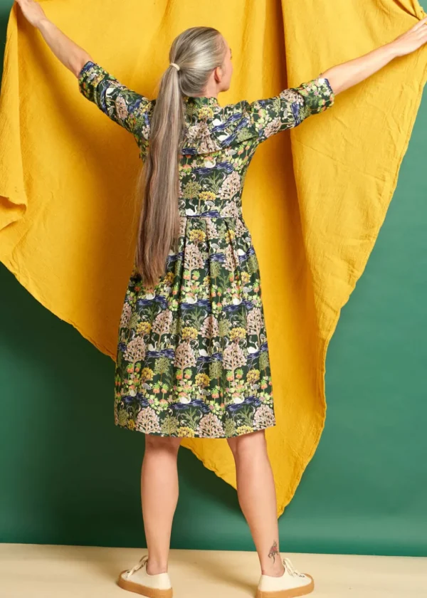 Palava Cynthia Botanical Gardens 40's A-Line Dress Dark Green