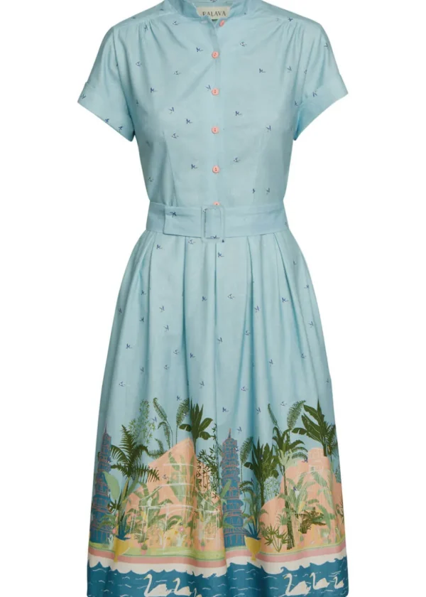 Palava Louise Kew Gardens 40's A-Line Dress Blue