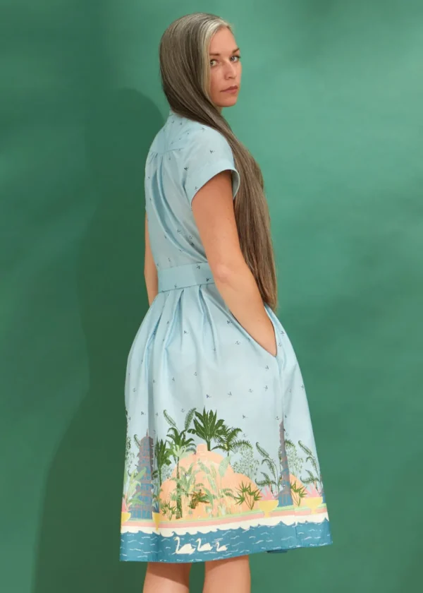 Palava Louise Kew Gardens 40's A-Line Dress Blue