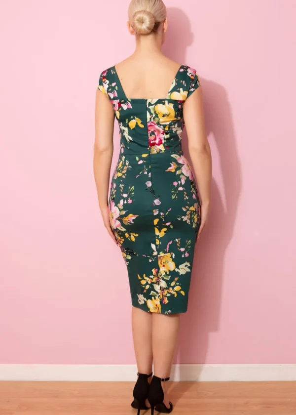 Pretty Dress Company Cara Seville 50's Pencil Dress Forest Green