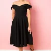 Pretty Dress Company Fatale Bow 50's Midi Swing Dress Black