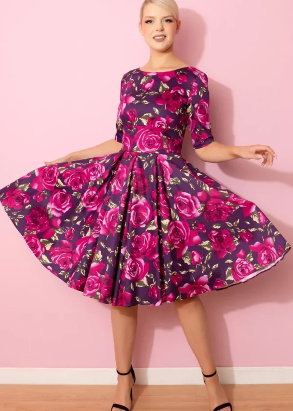 Pretty Dress Company Hepburn Sorrento 50's Swing Dress Berry