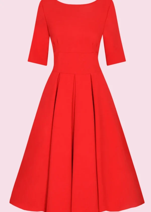Pretty Dress Company Hepburn 50's Swing Dress Red