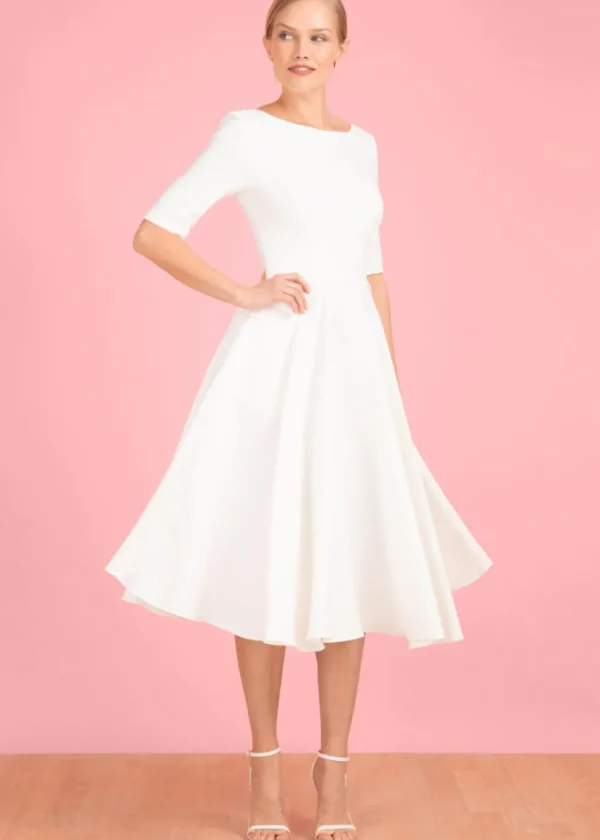Pretty Dress Company Hepburn 50's Swing Dress Ivory