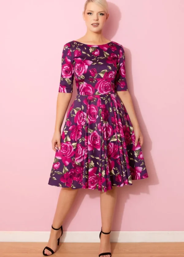 Pretty Dress Company Hepburn Sorrento 50's Swing Dress Berry