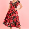 Pretty Dress Company Hourglass Sorrento 50's Swing Dress Black Red
