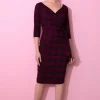 Pretty Dress Company Hourglass Tartan Pencil Dress Berry