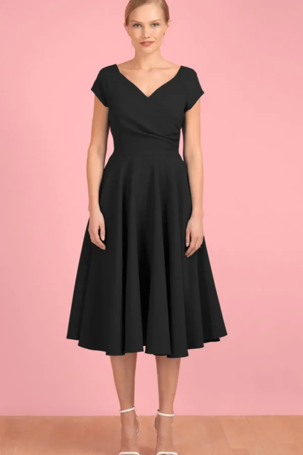 Pretty Dress Company Hourglass 50's Swing Dress Black