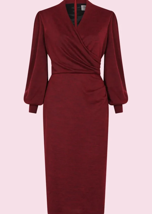 Pretty Dress Company Jenson 50's Pencil Dress Bordeaux