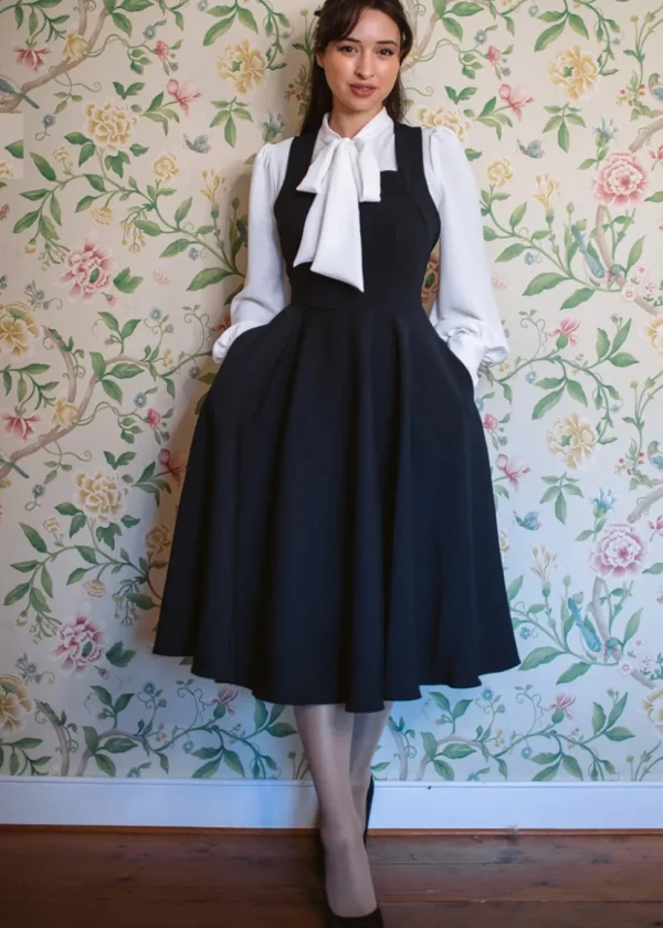 Pretty Dress Company Kirstin Pinafore 50's Swing Dress Black