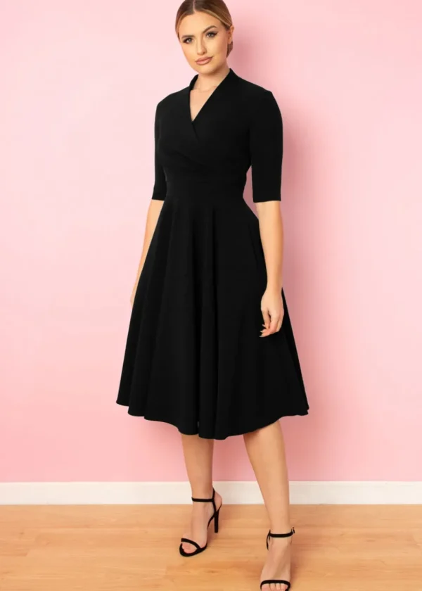 Pretty Dress Company Leyla 50's Midi Swing Dress Black