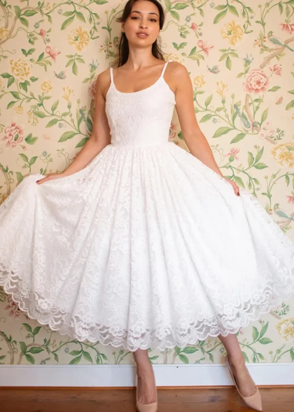 Pretty Dress Company Priscilla Lace 50's Swing Dress Ivory