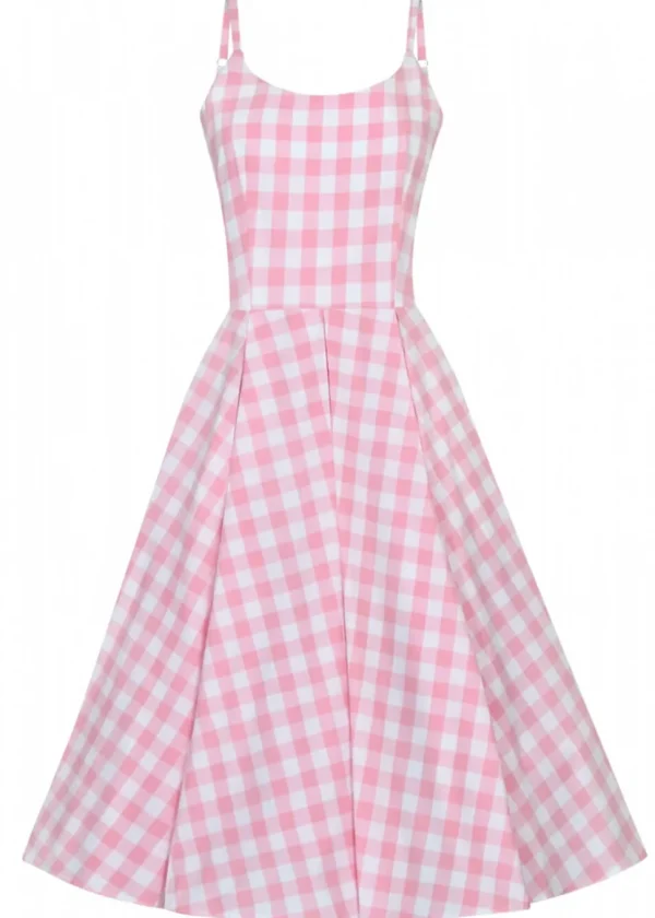Pretty Dress Company Priscilla Gingham 50's Swing Dress Pale Pink