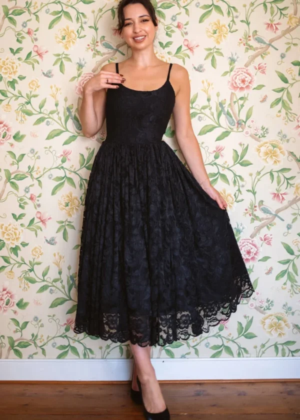 Pretty Dress Company Priscilla Lace 50's Swing Dress Black