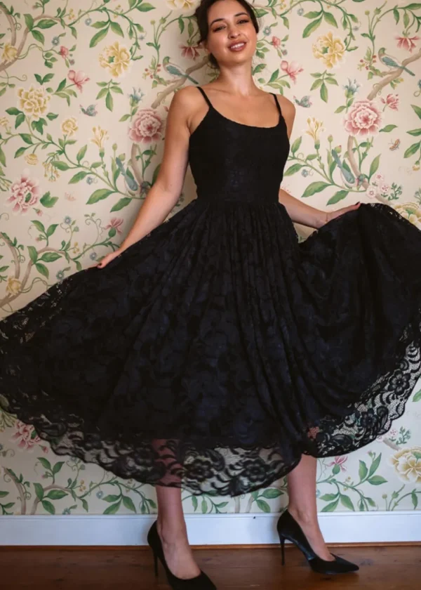 Pretty Dress Company Priscilla Lace 50's Swing Dress Black