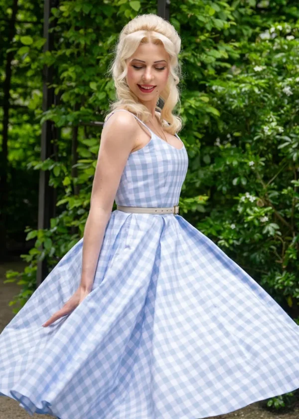 Pretty Dress Company Priscilla Gingham 50's Swing Dress Pale Blue