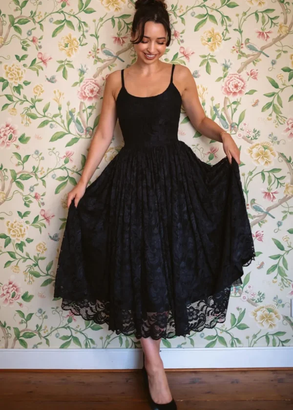 Pretty Dress Company Priscilla Lace 50's Swing Dress Black