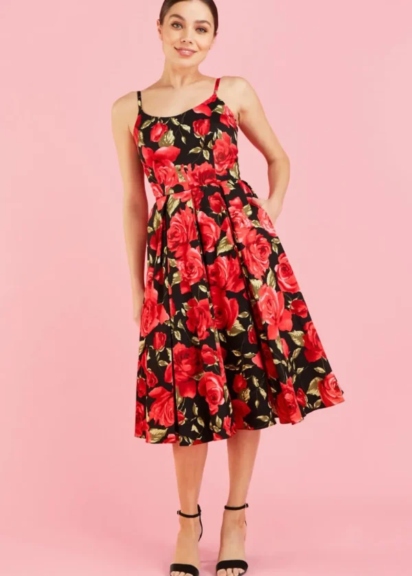Pretty Dress Company Priscilla Sorrento 50's Swing Dress Black Red