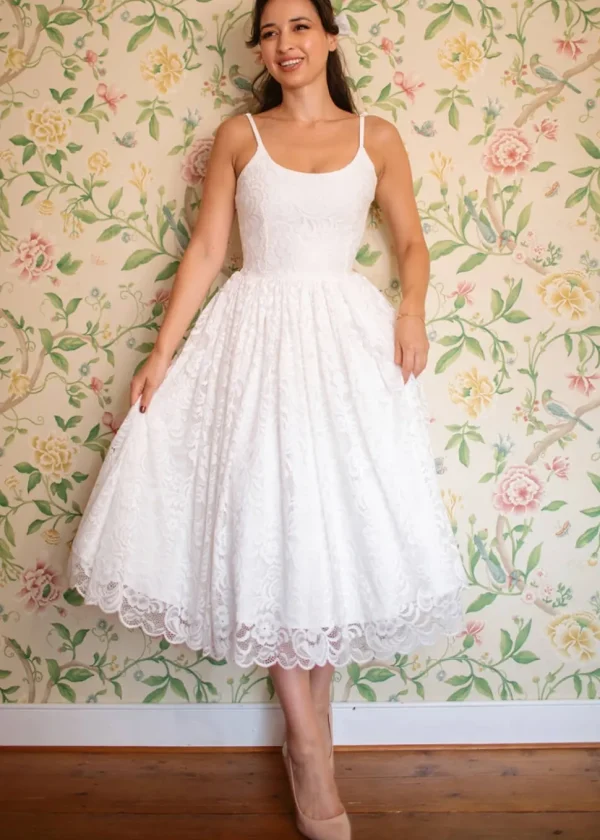 Pretty Dress Company Priscilla Lace 50's Swing Dress Ivory