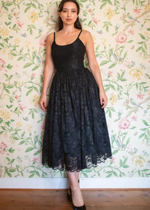 Pretty Dress Company Priscilla Lace 50's Swing Dress Black