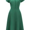 Pretty Retro Hostess 40's Swing Dress Emerald Green