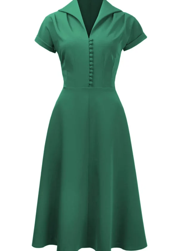 Pretty Retro Hostess 40's Swing Dress Emerald Green